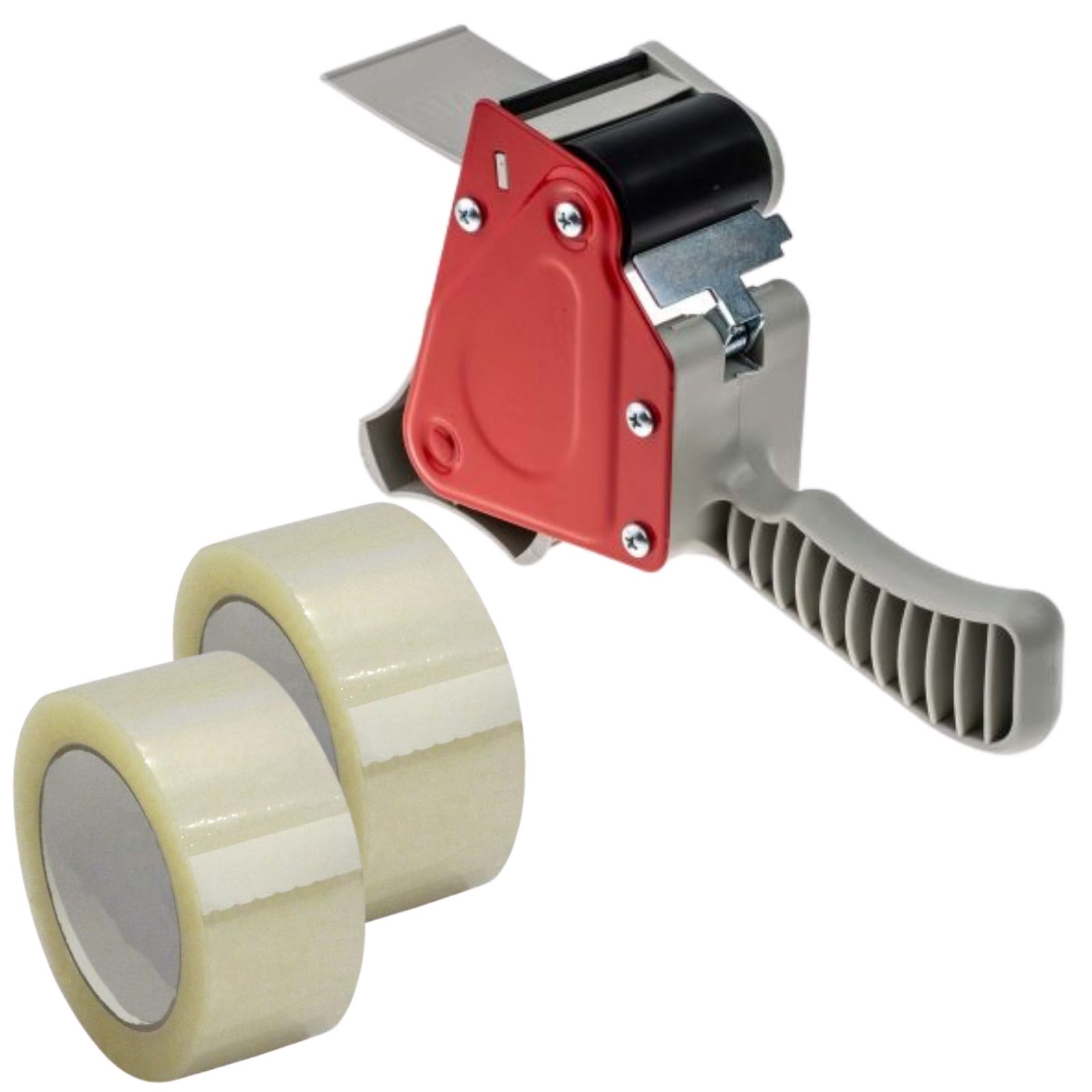 40mm clear tape bundle with easy to use dispenser.