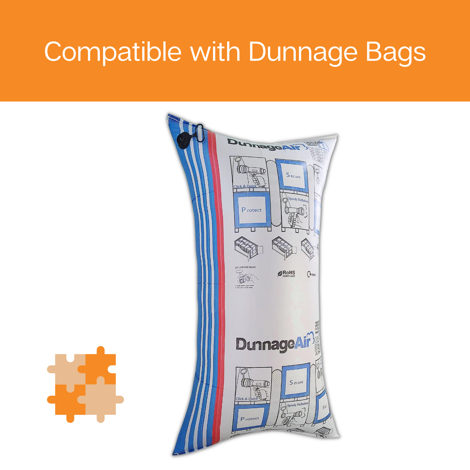The Inflator tube is compatible with our dunnage bag range.