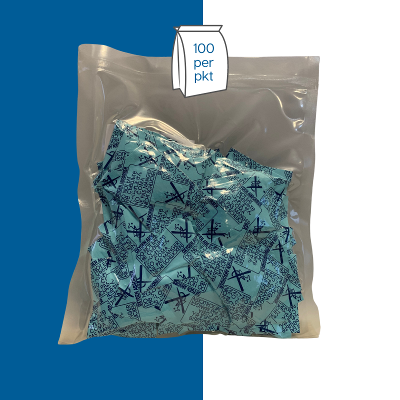The 100cc Oxygen Absorbers are used in food preservation, another term for Oxygen Absorbers is Oxygen scavengers. Oxygen Absorbers remove, trap and capture oxygen this extends the shelf life of food and maintains the original taste, colour and odour of food. The 100cc Oxygen Absorbers contain 100 pieces per packet.