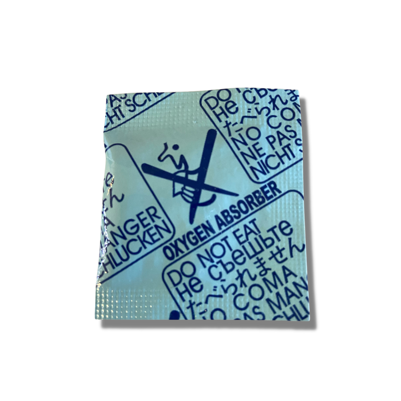 The 50cc Oxygen Absorbers are used in food preservation, another term for Oxygen Absorbers is Oxygen scavengers. Oxygen Absorbers remove, trap and capture oxygen this extends the shelf life of food and maintains the original taste, colour and odour of food.