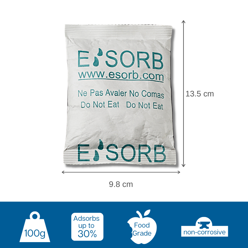 The 100g Silica Gel adsorbs moisture keeping your items free from damaging moisture.