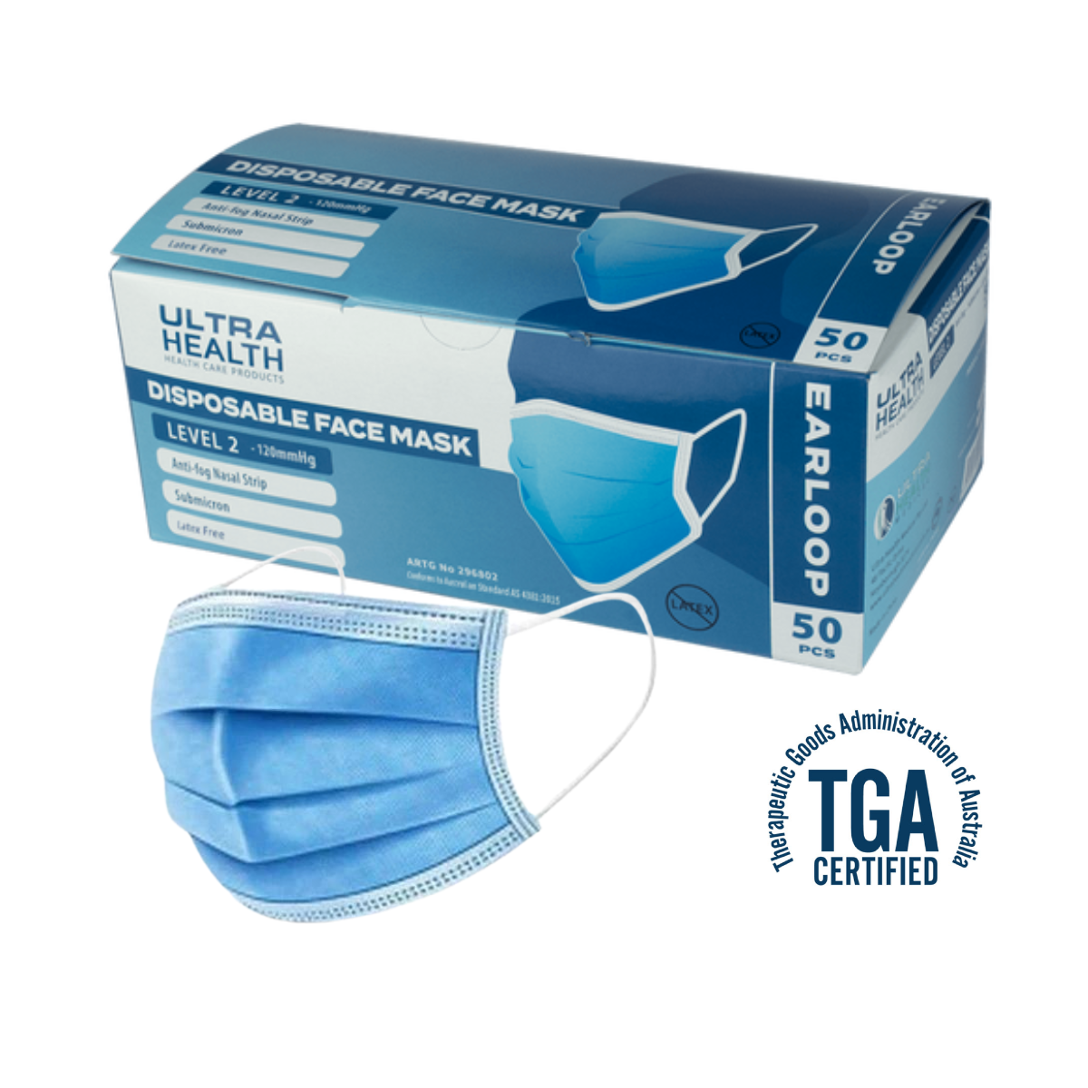 Ultra Health Disposable Face Mask 3Ply