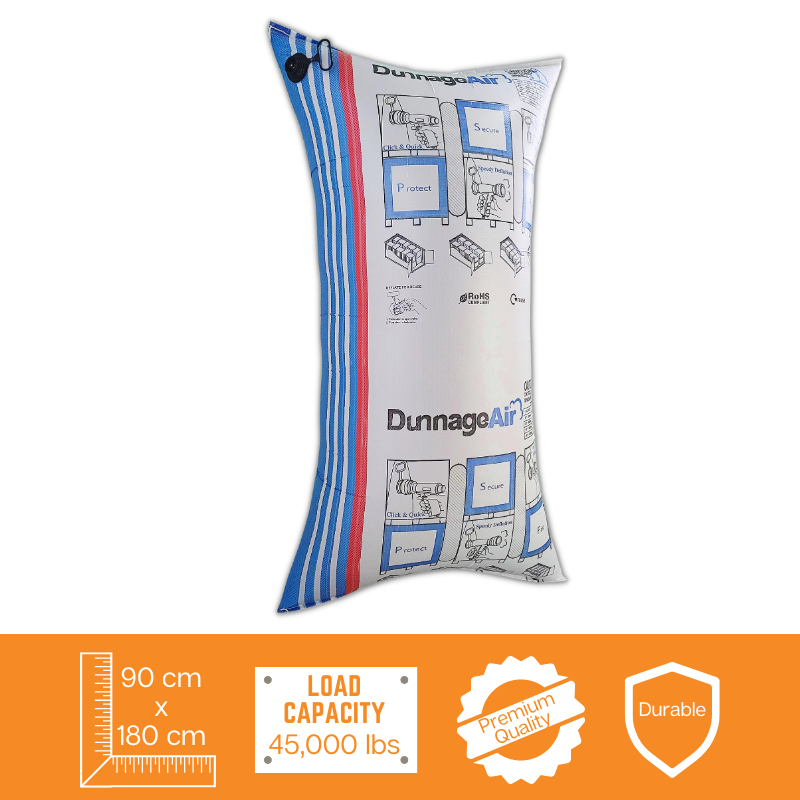 The 90 x 180 dunnage bag has a load capacity of 45000 lbs