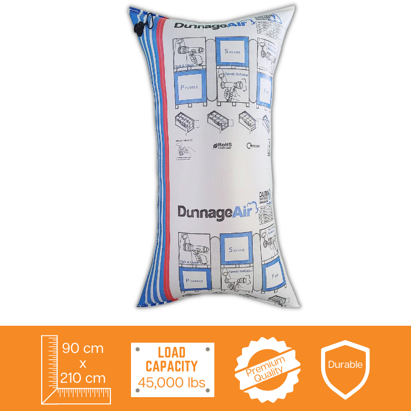 The dunnage bag at 90 x 210cm has a loa capacity of 45000 lbs