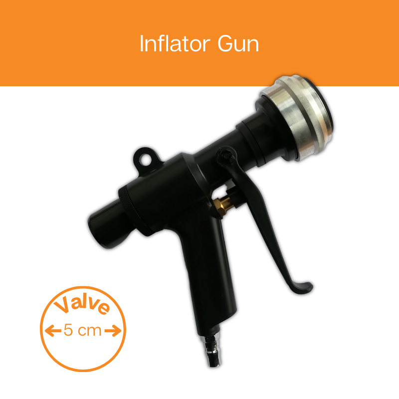 The Inflator Gun comes with a 5cm valve.