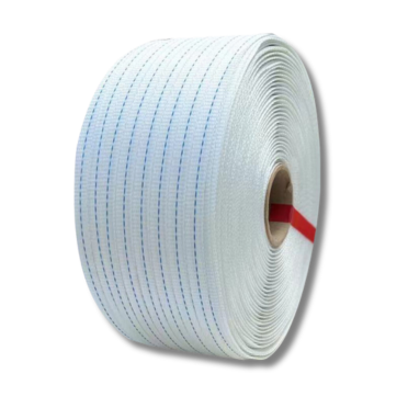 The Narrowstrap woven strapping has a breaking strength of 590kg.