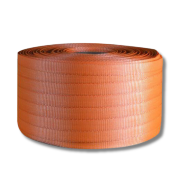 High Visibility Orange poly woven strapping.