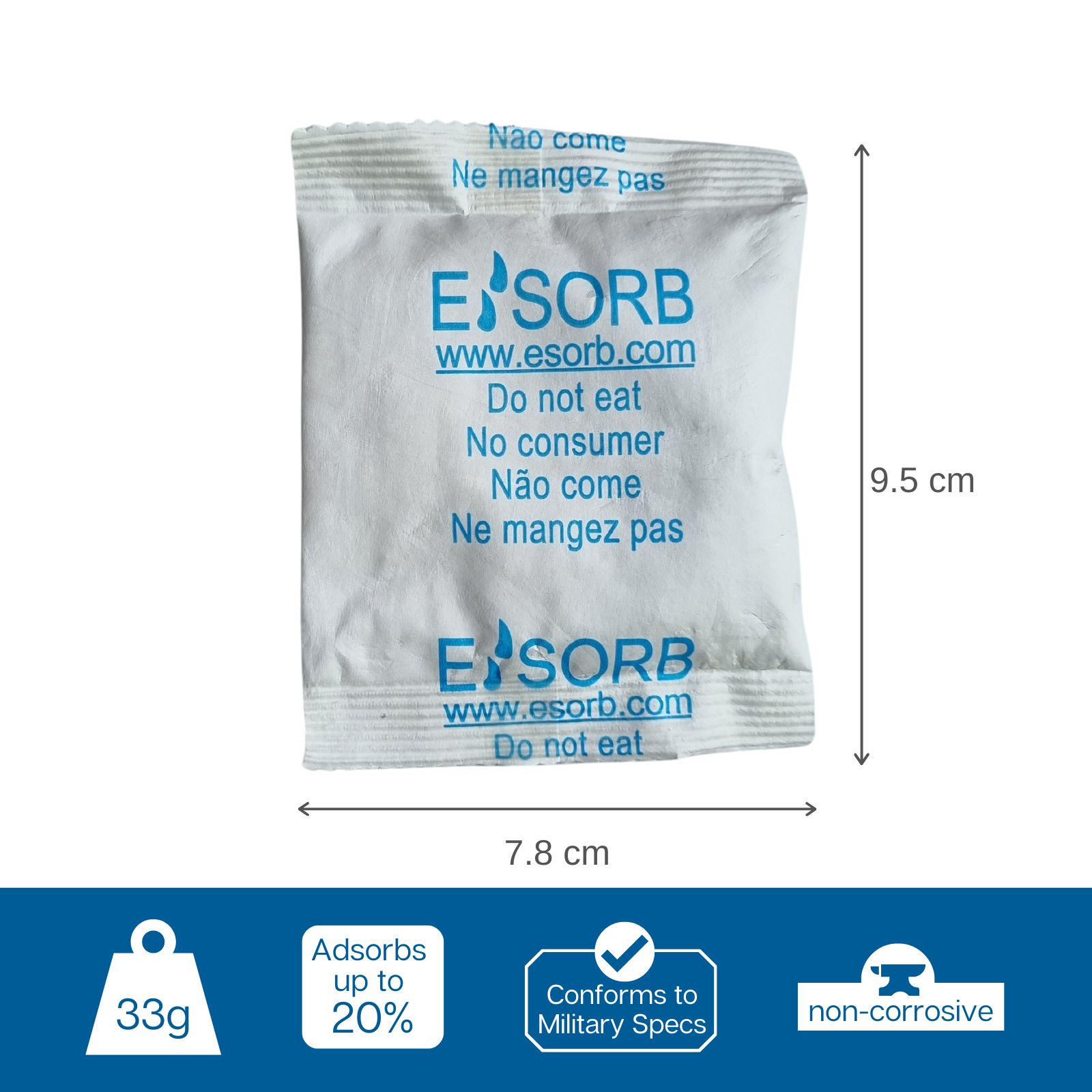 The 1 Unit MT is a non-corrosive desiccant using Montmorillonite Clay to adsorb moisture.
